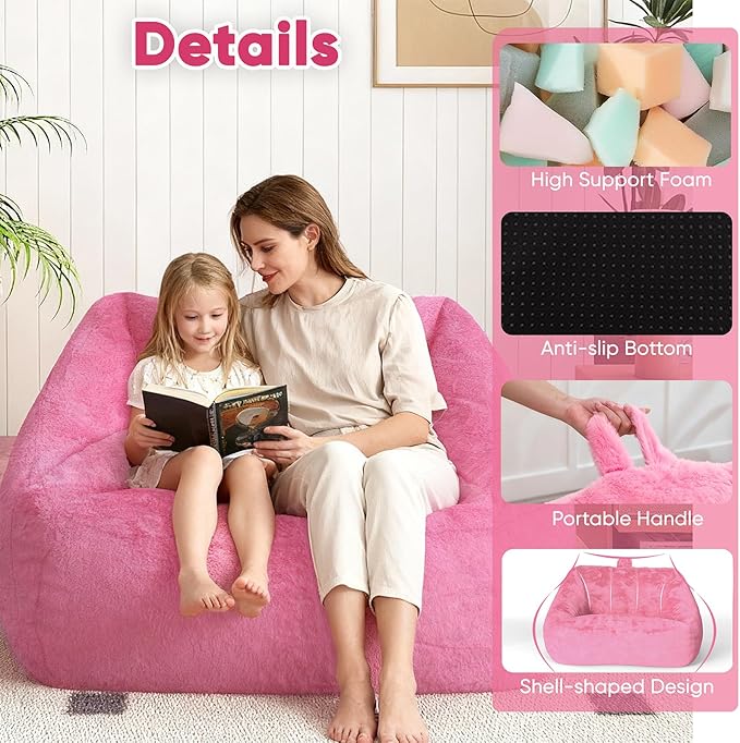 4FT Bean Bag Chair Giant BeanBag Sofa with Memory Foam Filled, Large Bean Bag Chairs for Adults, Adult Bean Bag Chair with Dutch Cover for Living Room Bedroom