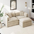 Aoowow Modular Sectional Sofa Modern Convertible Loveseat Couch,77.16 Inch Deep 2-Seater Sofas Comfy Chenille Cloud Sofas and Couches Set with Movable Ottoman for Living Room Apartment（Camel）