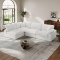 Cloud Modular Couch for Living Room,V Shape Linen Blend Sofas,Modern Deep Seat Cloud Sofas,Convertible Comfort Down Filled Sectional Couches,Removable Washable Cushion Covers,White