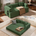 Convertible Coarser Corduroy Sleeper Sofa Bed with Cylindrical Pillow, Folding Mattress Couch with Fixed-Shape Frame, Floor Sofa Lounge Couch for Living Room Bedroom Lounge Studio, Green