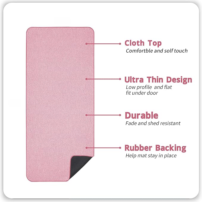 Bosap Bath Mat,Ultra Thin Bathroom Runner Rugs,Large Bath Mats for Bathroom,Quick Dry,Non-Slip,Machine Washable,Low Pile,Bath Rug,Shower Outside,Sink,Home Decor Accessories.Pink,1'5"x4'11"（17x59inch）