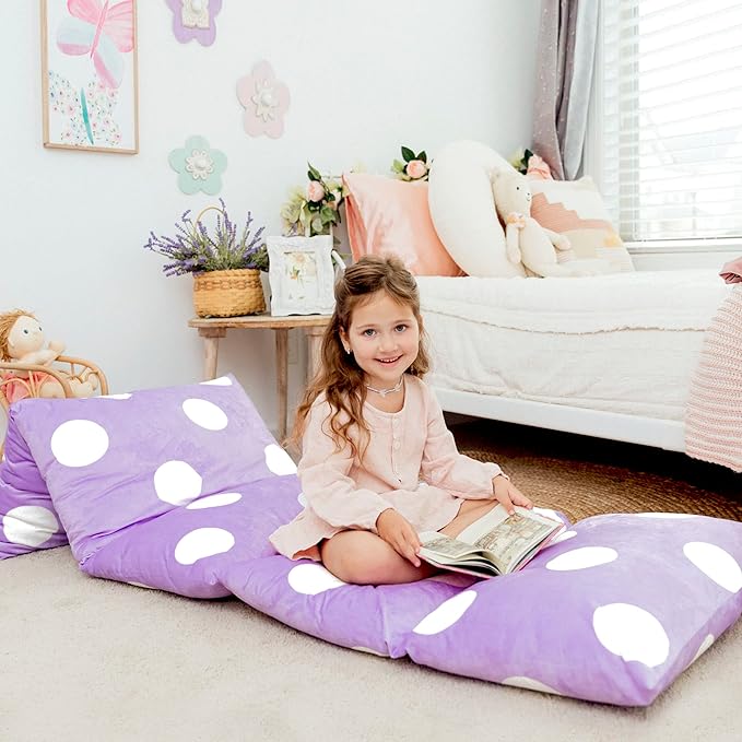 Butterfly Craze Floor Pillow Case, Mattress Bed Lounger Cover, Purple, King Size - Cozy Seating Solution for Kids Ages 3-14, Recliner Cushion, Perfect for Reading, TV Time (Pillow Not Included)