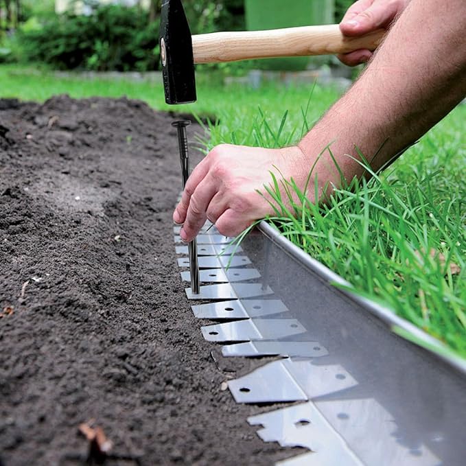 200Pcs 8-Inch Plastic Landscape Edging Spikes, Spiral Anchoring Nails for Weed Barrier, Paver Edging, Landscape Edging, Artificial Turf, Grass Pathways, and More