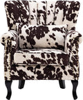 chairus Mid-Century Modern Accent Chair Comfy Single Sofa Chair Channel Back Armchair with Small Pillow for Living Roon Bedroom Club - Velvet, Cow