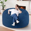 3FT Bean Bag Chair,Giant Bean Bag Chairs for Adults,Big Bean Bags with Memory Foam Filled, Large Beanbag Chairs with Chevron Plush Cover-Blue