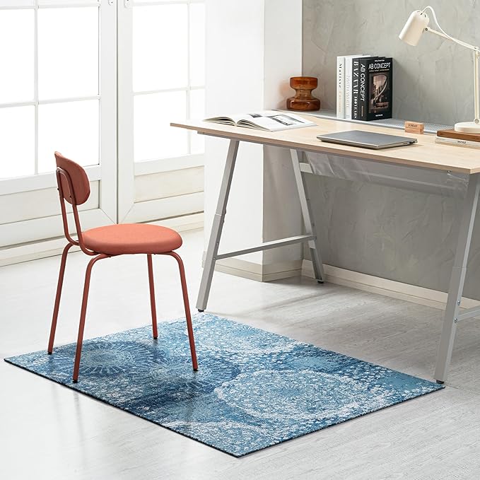 Anji Mountain Rug'd Office Chair Mat for Carpet & Hardwood Floor - Jacquard Woven Top, Anti-Slip Backing, Low Pile, Floor Protector Desk Chair Mat, Office Rugs for Rolling Chairs (40 x 54)