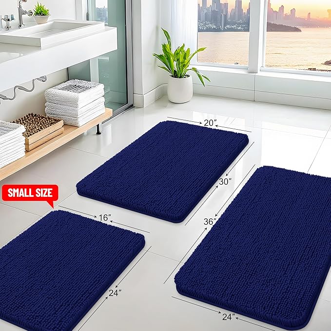 Arotive Bathroom Rugs Round 24x24, Extra Soft Absorbent Shaggy Chenille Bath Rugs, Machine Washable Rubber Backing Non-Slip Bath Mats for Bathroom Floor Tub and Shower, Home Decor Accessories, Navy