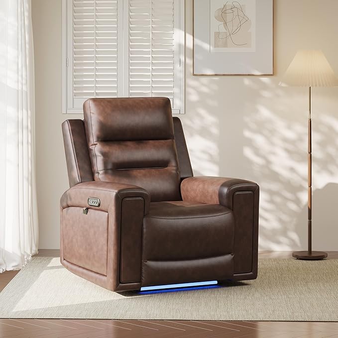 COLAMY Aura Triple Motors Power Recliner Chair with Power Headrest & Lumbar Support for Living Room, Home Theater Seating with Armrest Storage, Dark Brown