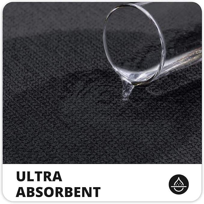 Bosap Bathroom Rugs Set 2 Pieces,Thin Bathroom Mats,Toilet Rugs,Quick Dry,Non-Slip,Machine Washable,Low Pile,Absorbent Bath Mats,Shower,Sink,Home Decor Accessories.Black,1'5"x2'3"+1'8"x2" U Shape
