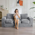 MAXYOYO 3-Seater Boneless Sofa Couch, Modern Faux Fur Sofa for Living Room, Soft Bean Bag Chair High-Density Foam Couch with Pillows, No Assembly Required