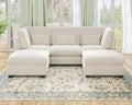 Oversized Modular Sofa, Extra Deep Cloud Chenille Sectional Couch with Ottoman Chaise, Fluffy Chenille 5 Seater Sofa Bed for Living Room, Villa (U Shape 5 Seater, Chenille White)