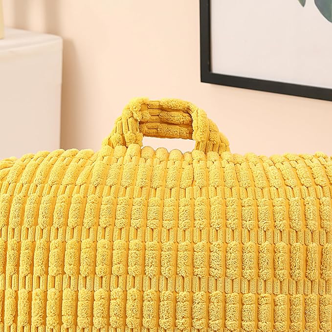 PAJEO Reading Pillow for Sitting in Bed, Large Backrest Reading Pillow with Arm Rest,Back-Rest Support Cushion for Sit Up on Couch, Sofa, and Floor, Dorm Essentials (Yellow Corduroy, Large(19"))