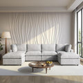 WJShome Cloud Couch Modular Sectional Sofa, 134" U Shaped Couch for Livingroom, Oversized Convertible Wide Seater with 2 Ottomans Living Room Set, Covers Washable&Replaceable,Gray