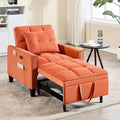 choairy Convertible Sleeper Chair, 3 in 1 Sleeper Chair Bed Pull Out Sofa Bed Chair, Velvet Single Sofa Bed Adjustable Backrest Chair Bed Sleeper for Adults Reading Living Room, Bedroom, Orange