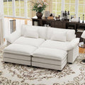 CDCASA 86" Modular Sectional Sofa, Comfy Cloud Couch with 2 Movable Ottoman, 4-Seater Velvet Deep Seat Sofa Bed Modern Sofa Couch for Living Room, DIY Combination, Beige