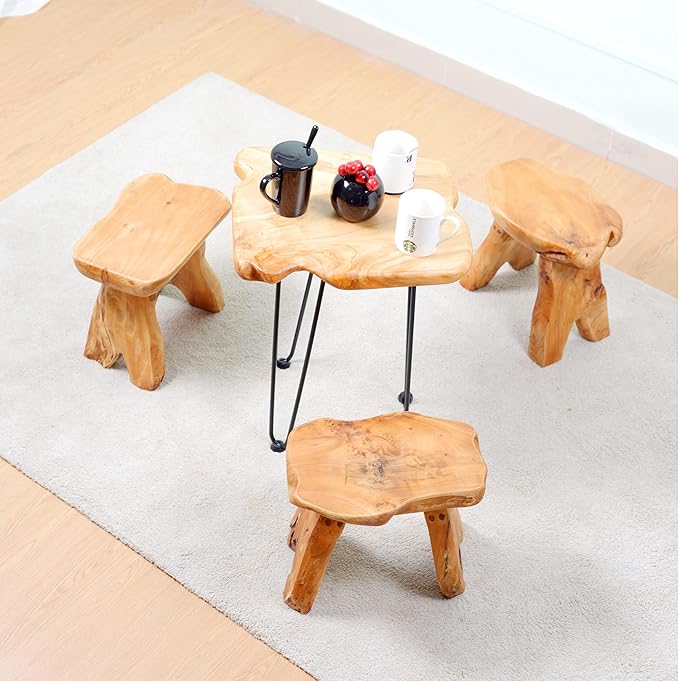 Brefhome Cedar Wood Stump Outdoor/Indoor Side Table,Garden Stool End Table,Little Wooden Plant Stool,Small Wood Seat Stool, wood stool-3, Light Brown