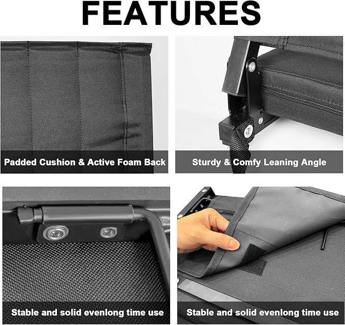 Romswi 2PK 3-Level Heated Stadium Seats for Bleachers with Back Support,Padded Bleacher Seats with Comfort Thick Cushion,Portable Folding Waterproof Bleacher Chair,with Shoulder Strap for Outdoors