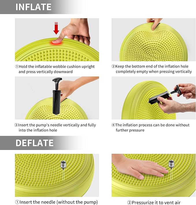 FITMIND Inflated Wobble Cushion,Circular Non-slip Texture for Comfortable Sitting,Extra Thick Dyna Disc with Pump for Core Strength,Wiggle Seat to Improve Posture,Fitness,660lb Load Capacity