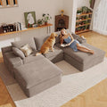 107" Cloud Sectional Couch with U-Shaped Chaise,Viral Corduroy Boneless Sofa with Ottoman,Memory Foam Couches in a Box with Deep Seat for Living Room,No Assembly Required (Camel,Right-Facing Chaise)