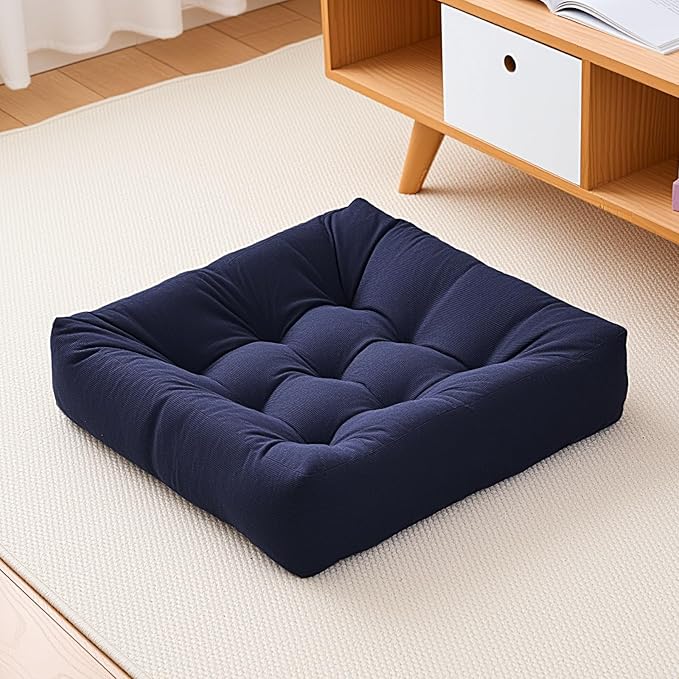 Tikuns Floor Pillow, Large Cushions (1, Navy, 22x22x4 Inch)