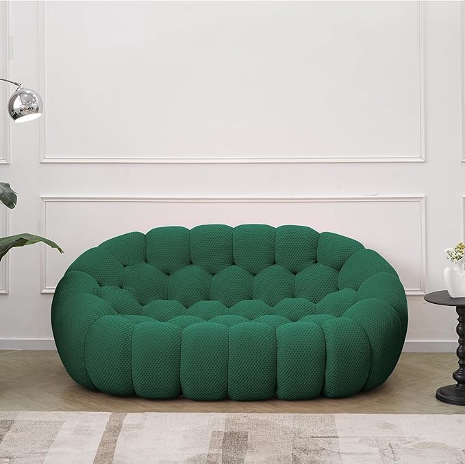 JACH 78.74'' Bubble Sofa, Modern Loveseat Couch, Green, Polyester & Sponge, 78.74"L x 42.52"W x 30.71"H