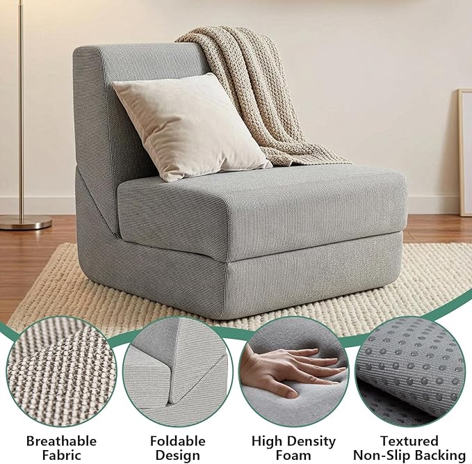 GLCS Folding Sofa Bed,Convertible Sleeper Chair,Modern Floor Futon Sofa Couch for Living Room/Dorm/Guest Use/Home Office/Apartment
