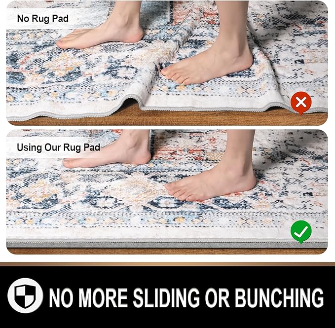TREETONE Basics 8' x 10' Non Slip Rug Pad Gripper, 1/8" Thick Dual Surface Felt + Rubber Gripper - Cushioning Felt for Premium Comfort, Safe for All Floors and Finishes Including Hardwoods