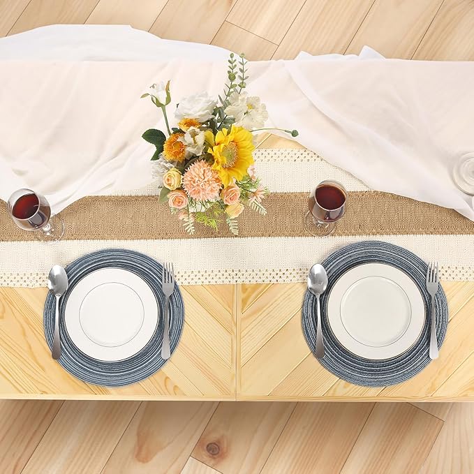 Folding Picnic Table with Table Runner, Portable Boho Low Picnic Table for Indoor Outdoor, 80" x 30" Wooden Table with Adjustable Heights for Camping, Wedding, Beach, Garden, Party(Large Size for 8)