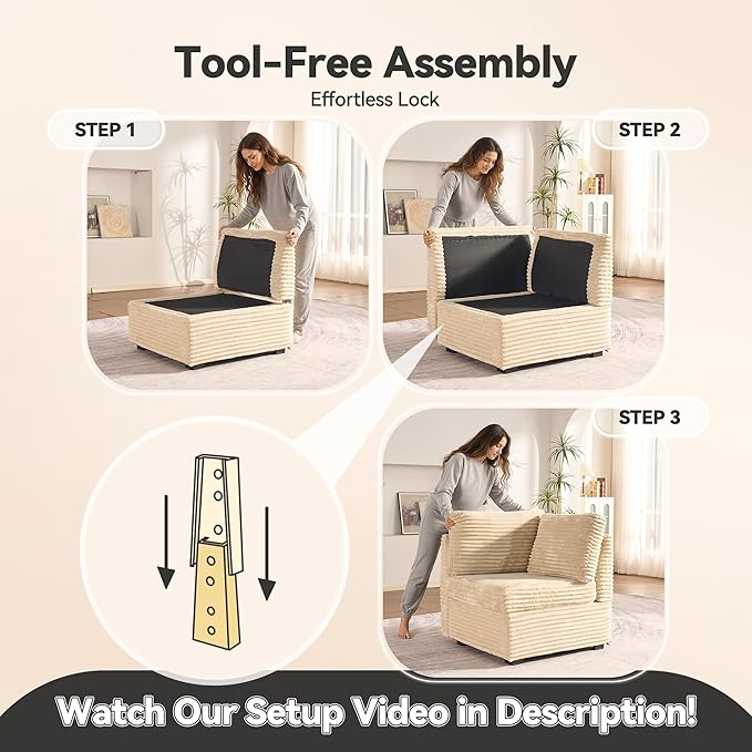 CAODOC Large 9 Seat Modular Sectional Sofa with Ottoman Seat Corduroy Sleeper Sectional Sofa Bed Oversized Convertible Modular Couch for Living Room