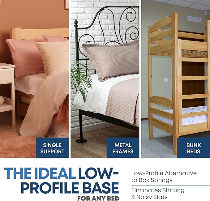 Greaton, Premium 38mm Split Wood Bunkie Board Twin Size Bed - 2-Piece Under Mattress Support Board, Fully Assembled, Fabric Ventilation Cover - Replaces Wooden Slats or Box Spring for Bed Frames, Grey