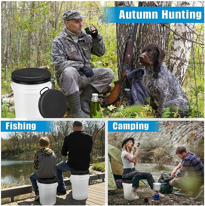 Foxtune 5 Gallon Bucket Seat Lid, 360 Degree Swivel Foam Bucket Spin Seat Cushion with Padded Top for Fishing, Hunting, Baseball Gardening and Camping, Silent, Comfortable, Water-Resistant