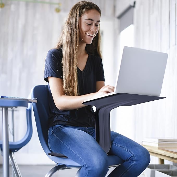 ECR4Kids The Surf Portable Lap Desk with Cushion, Flexible Seating, Navy, 10-Piece