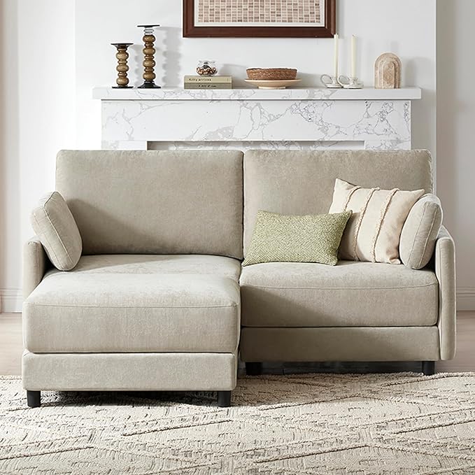 CHITA Modular Sectional Loveseat Sofa with Ottoman, Modern Cloud Couch for Living Room and Apartment, 2 Seat Extra Comfty Sofa, Removable Cover, 73.6 Inch Width, Classic Taupe