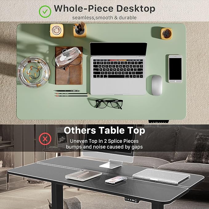 JOY worker Small Electric Standing Desk, 35" x 20" Whole Piece Height Adjustable Desk with Memory Controller, Green Sit to Stand Workstation for Home Office