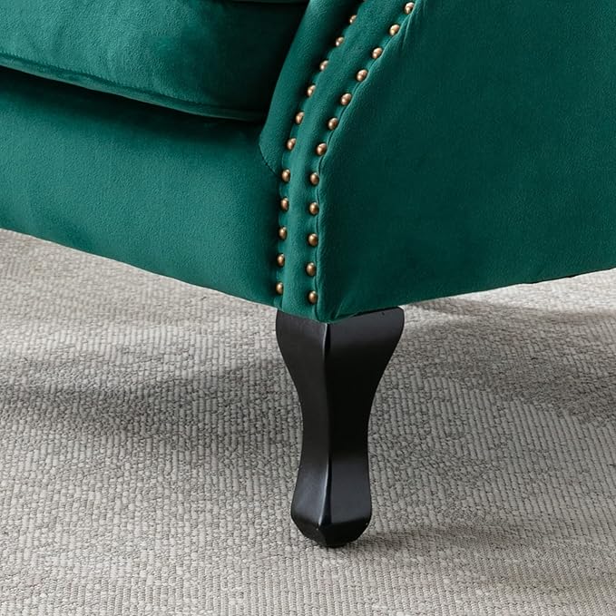 chairus Mid-Century Modern Accent Chair Comfy Single Sofa Chair Channel Back Armchair with Small Pillow for Living Roon Bedroom Club - Velvet, Green