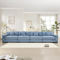 KEIKI 168" Oversized Corduroy Modular Cloud Sectional Sofa with High-Density Foam Cushions, Extra-Thick Armrest, Upholstered Modern 4-Seater Fluffy Corner Couch with 12 Pillow, for Living Room, Blue