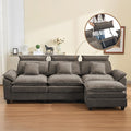 103'' Cloud Modern 3 Seater Couch with Detachable Headrest, Modular Sectional Sofa with Ottomant, Oversized L Shape Chenille Comfy Sofa with Armrests for Living Room, Brown