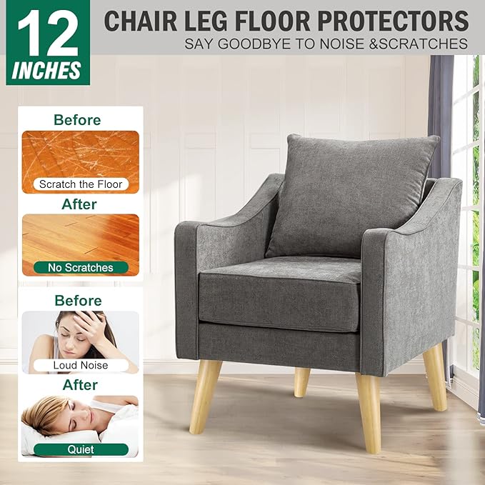 FoDau770 Rubber Wood Furniture Legs 12 Inches, Slant Tapered Wood Feet Mid Century Sofa Legs Set of 4, 5/16" UNC Furniture Feet Replacement Parts for Cabinet Couch Dresser Chair Ottoman Table
