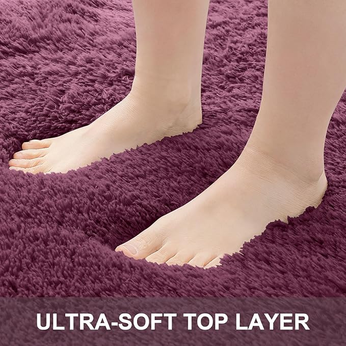 OLANLY 2x5 Machine Washable Runner Rugs for Hallway, Soft Fluffy Shaggy Bedside Rugs for Bedroom, Living Room, Indoor Floor Carpet for Kids Girls Boys, Nursery Rooms, Home Decor Aesthetic, Burgundy
