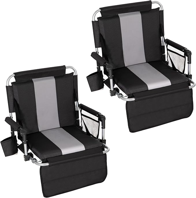 HIGH POINT SPORTS Foldable Stadium Seat Portable Folding Stadium Chairs Padded Bleacher Seat Cushion Bleacher Chair with Armrest and Cup Holder