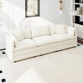 Aoowow Modular Sectional Sofa,112.2 Inch Modern Deep 3-Seater Sofas Comfy Chenille Cloud Sofas and Couches with Pillows for Living Room Apartment（Beige）