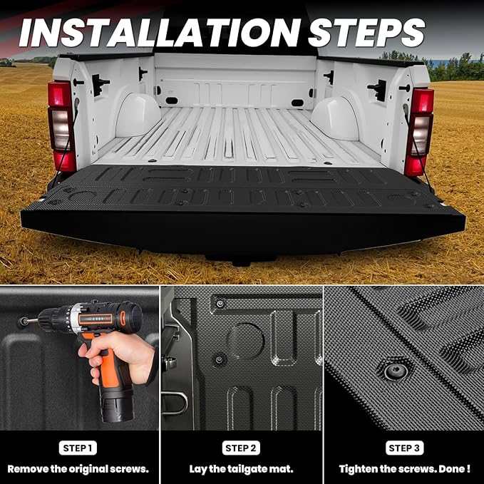 LASFIT Floor Mat Truck Tailgate Mat for Ford Super Duty F250 F350 F450 2022-2017 Truck Bed (Not Fit Drop-in Liners) All Weather Protector TPE Tailgate Liner,1pc Black