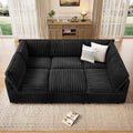 KKL Modular Sectional Sofa Bed, Convertible L/U-Shaped Sleeper Couch for Living Room, Modern Reversible Design, Black