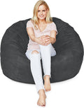 Lumaland Luxurious 4ft Large Bean Bag Chair with Microsuede Cover - Ultra Soft, Foam Filling, Washable Bean Bag Sofa for Kids, Teenagers, Adults, Pets - Sack Chair for Dorm, Kid's Room - Black