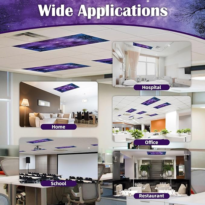 8 Pcs Fluorescent Light Covers - 4 x 2 Feet Covers for Ceiling Lights, Magnetic Light Filters for Classroom, Office, Hospitals, Home