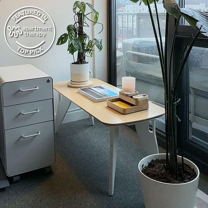 HOEK Modern Bench – Tool-Free Assembly Seating with Space-Saving Design, Compact Bench for Home Office, Living Room, Dining, or Entryway, 42" L x 18" W Durable Plywood & HDPE (Birch/White)
