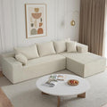 Sectional Cloud Boneless Couch for Living Room Bedroom, Comfy Modern L Shaped Modular Sofa with Right Facing Chaise, Deep Seat Memory Foam Couch in Box, No Assembly (Fine Striped Corduroy, Beige)