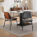 YaFiti Dining Chairs Set of 2, Mid Century Modern Accent Dining Room and Kitchen Chairs, Upholstered PU Leather Vertical Stripe Chairs for Vanity with Walnut Bentwood and Metal Legs, Gray