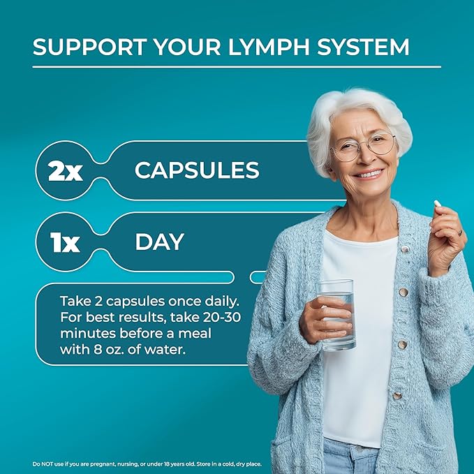 PUREHEALTH RESEARCH Lymph System Support Supplement - Lymphatic Drainage Supplement with Dandelion Extract, Cleavers, Burdock Powder - Reduce Swelling and Cleanse Lymph - 1 Bottle, Brown