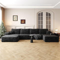 AUGOP 136" Sectional Couches for Living Room Modern Modular Sofa with L-Shape Couchs Upholstered Boneless Couch Deep Seat Sectional Couch with Chaise (Black, Left Facing Chaise+3Seaters+Ottoman)